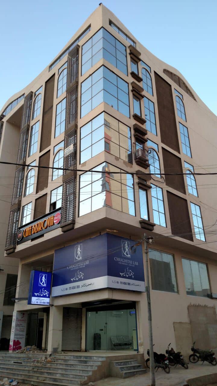 Night View of Aluminium Curtain Wall Structure Karachi